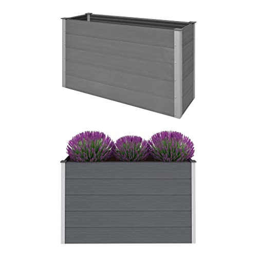 Hommdiy Garten-Hochbeet WPC Pflanzkübel Pflanzkasten Blumenkasten 150x50x91 cm Grau von Hommdiy