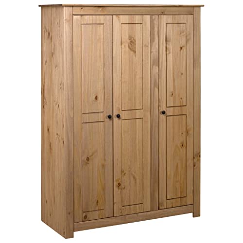 Hommdiy Kleiderschrank 3-Türig 118×50×171,5 cm Kiefer Panama Serie Braun von Hommdiy