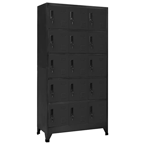 Hommdiy Schließfachschrank mehrzweckschrank Anthrazit 90x40x180 cm Stahl von Hommdiy