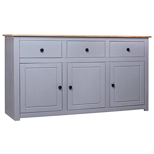 Hommdiy Sideboard Küchenschrank mit 3 Schubladen und 3 Türen 135 x 40 x 80 cm Buffetschrank Aufbewahrungsschrank Geschirrschrank Massivholz Panama-Kiefer Grau Hommdiy Sideboard Küchenschrank mit 3 Schubladen und 3 Türen 135 x 40 x 80 cm Buffetschrank Aufbewahrungsschrank Geschirrschrank Massivholz Panama-Kiefer Grau von Hommdiy