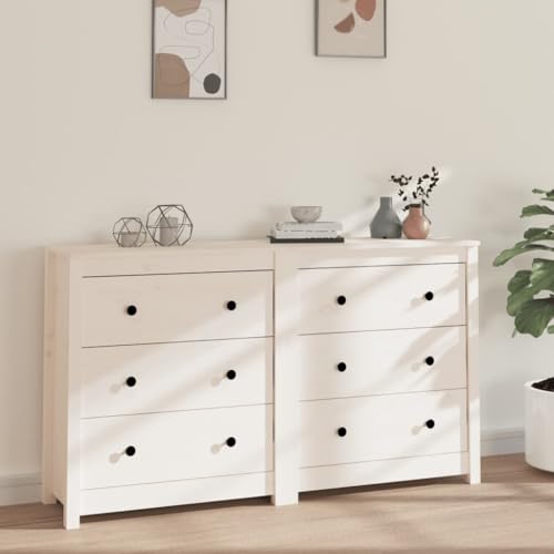 Hommdiy Sideboard Weiß 140x35x80 cm Massivholz Kiefer Hommdiy Sideboard Weiß 140x35x80 cm Massivholz Kiefer von Hommdiy