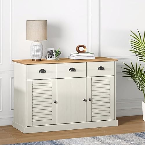 Hommdiy Sideboard mit Schubladen 113x40x75 cm VIGO Massivholz Kiefer Hommdiy Sideboard mit Schubladen 113x40x75 cm VIGO Massivholz Kiefer von Hommdiy