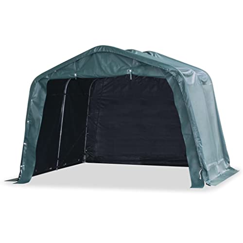 Hommdiy Weidezelt Weideunterstand Offenstall Weidehütte Pferde Schafe Kühe Unterstand Stall Shelter Stahl PVC 550 g/m² 3,3×3,2 m Dunkelgrün von Hommdiy