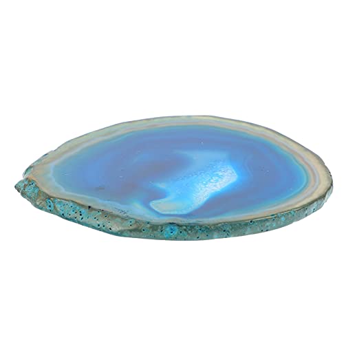 Homoyoyo Achat Chip Untersetzer Gefärbte Geschnittene Achatmatten Tasse Kaffeeuntersetzer Geode Untersetzer Becheruntersetzer Aus Gefärbtem Kristall Topf Isoliermatte Schokolade Blauer Rand von Homoyoyo