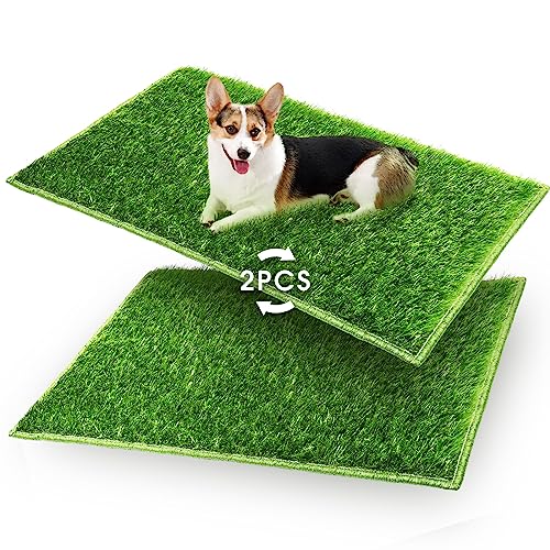 Hompet Hundegras-Pads, Welpen Rasen, Töpfchentraining Pads, Kunstrasen für Hunde Systeme, Ersatzgrasmatten, leicht zu reinigen, mit schnellen Ablauflöchern, Indoor/Outdoor, Garten, Rasen, Terrass von Hompet