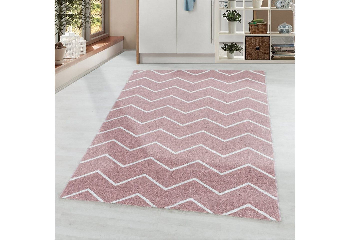 Teppich, Homtex, 80 x 150 cm, Stilvoller Designer Teppich: Modernes Kurzflor-Zick-Zack Design von Homtex