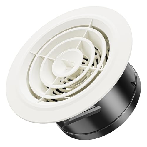 Hon&Guan 125mm Lüftungsgitter Verstellbarer Luftstromauslass, ABS Abluftgitter Rund, Ventilation Grille für Belüftung zur Bad, Büro, Küche, Wohnzimmer, Weiß von Hon&Guan