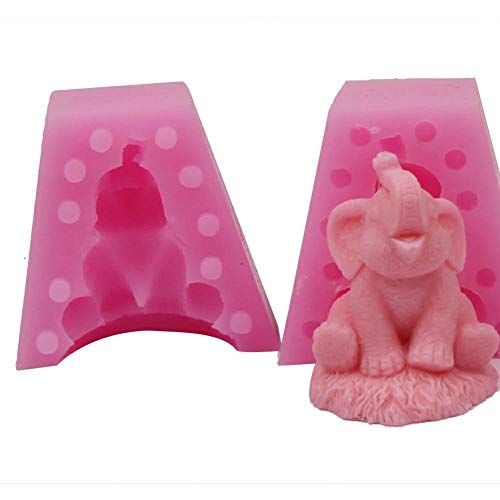 lingzhuo-shop 3D Elefant Seifenform, Silikonform, Handwerk DIY Backenwerkzeuge Rosa für Kuchen Fondant Schokoladenseifen, Puddings, Kerzen, Gelees, fleischige Blumentöpfe von PDTXCLS