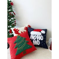 Hand Getuftete Weihnachten Kissenbezug, Baum Winter Urlaub Dekoration Teppich, Ornament, Noel Geschenk von HoneyArtandNature