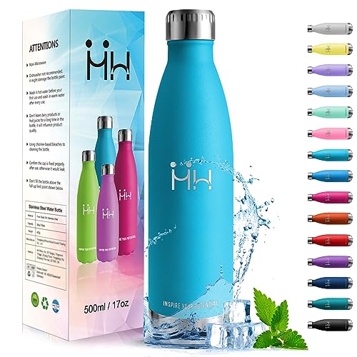 HoneyHolly Trinkflasche Edelstahl, Trinkflasche Kinder, 500ML BPA-frei, Thermosflasche, Wasserflasche Doppelwandig, Trinkflasche Kohlensäure Geeignet, Trinkflasche Sport für Fitness, Gym, Fahrrad von HoneyHolly