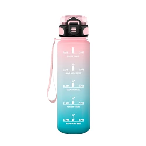 HoneyHolly Trinkflasche Sport, Auslaufsicher 500ML, Trinkflasche kinder, Motivierende mit Zeitmarkierung, Wasserflasche, Sportflasche, Trinkflasche Kohlensäure Geeignet, für Schule, Fitness, Outdoor von HoneyHolly