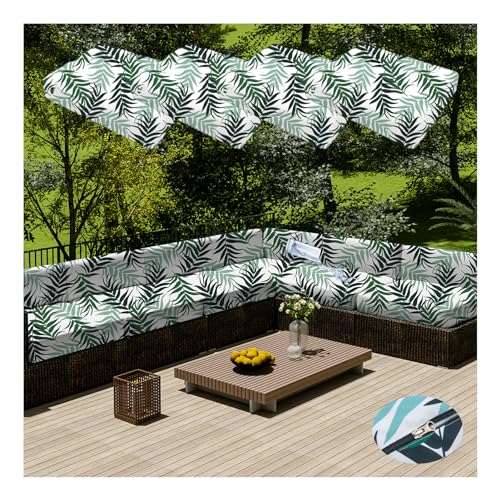 HonunGron 4Pcs Sofa Sitzkissenbezug Wasserdichter Mit Reißverschluss,Outdoor Sitzgruppe Sofasitzbezug Sofakissen-Schonbezüge für Garten,Terrasse Ecksofa Gartengarnitur (65×65×10cm,Green Leaf) von HonunGron