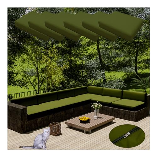 HonunGron 6 Stück Sofa Sitzkissenbezug Wasserdichter Mit Reißverschluss,Outdoor Sitzgruppe Sofasitzbezug Sofakissen-Schonbezüge für Garten,Terrasse Ecksofa Gartengarnitur (33 * 65cm,Matcha Grün) von HonunGron