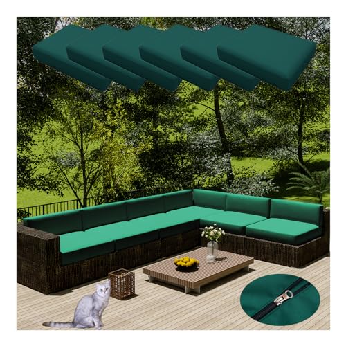 HonunGron 6 Stück Sofa Sitzkissenbezug Wasserdichter Mit Reißverschluss,Outdoor Sitzgruppe Sofasitzbezug Sofakissen-Schonbezüge für Garten,Terrasse Ecksofa Gartengarnitur (50 * 55cm,Türkis) von HonunGron