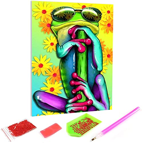 Hoobee 5D Diamond Painting DIY Set Frosch, Diamond Painting Bilder Tier, Vollbohrer Stickerei Kreuzstich Kunst Handwerk für Zuhause Wanddekoration (30×40 cm) von Hoobee