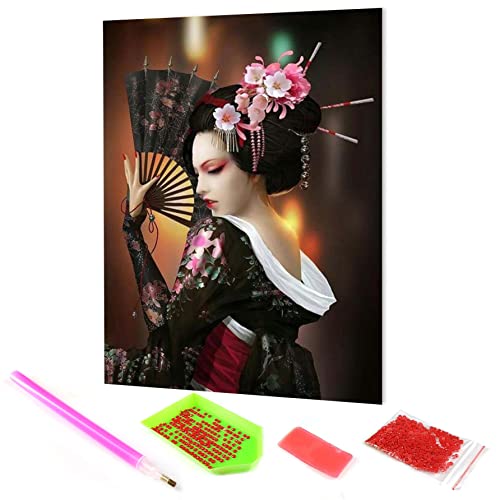 Hoobee 5D Diamond Painting DIY Set Geisha, Diamond Painting Bilder Schönheit, Vollbohrer Stickerei Kreuzstich Kunst Handwerk für Zuhause Wanddekoration (30×40 cm) von Hoobee