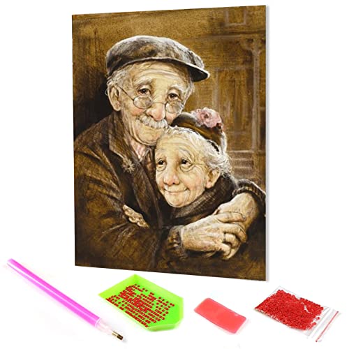 Hoobee 5D Diamond Painting DIY Set Paare, Diamond Painting Bilder ältere, Vollbohrer Stickerei Kreuzstich Kunst Handwerk für Zuhause Wanddekoration (30×40 cm) von Hoobee