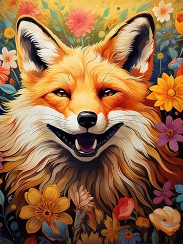 Hoobee 5D Diamond Painting Fuchs, Diamond Painting Bilder Tier, Diamond Painting Erwachsene, Vollbohrer Stickerei Kreuzstich Kunst Handwerk für Zuhause Wanddekoration (30×40 cm) von Hoobee