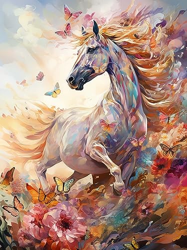 Hoobee 5D Diamond Painting Pferd, Diamond Painting Bilder Tier, Diamond Painting Erwachsene, Vollbohrer Stickerei Kreuzstich Kunst Handwerk für Zuhause Wanddekoration 30×40 cm-37 von Hoobee