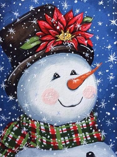 Hoobee 5D Diamond Painting Schneemann, Diamond Painting Bilder Weihnachten, Diamond Painting Erwachsene, Vollbohrer Stickerei Kreuzstich Kunst Handwerk für Zuhause Wanddekoration 30×40 cm-15 von Hoobee