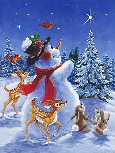 Hoobee 5D Diamond Painting Schneemann, Diamond Painting Bilder Weihnachten, Diamond Painting Erwachsene, Vollbohrer Stickerei Kreuzstich Kunst Handwerk für Zuhause Wanddekoration 30×40 cm-24 von Hoobee