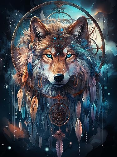 Hoobee 5D Diamond Painting Wolf, Diamond Painting Bilder Tier, Diamond Painting Erwachsene, Vollbohrer Stickerei Kreuzstich Kunst Handwerk für Zuhause Wanddekoration 30×40 cm-32 von Hoobee