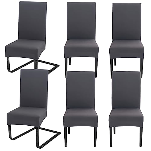 Stuhlhussen 6er Set für Schwingstühle, Abnehmbarer Waschbarer Stühle Schutz Dekoration, Stretch Stuhlbezug Hussen für Esszimmer, Hochzeit, Hotel, Küche, Partys Deko, Zeremonie, Dunkelgrau von Hopelit