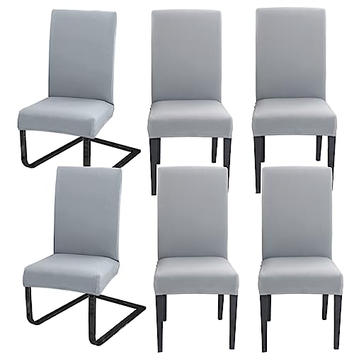 Stuhlhussen 6er Set für Schwingstühle, Abnehmbarer Waschbarer Stühle Schutz Dekoration, Stretch Stuhlbezug Hussen für Esszimmer, Hochzeit, Hotel, Küche, Partys Deko, Zeremonie, Hellgrau von Hopelit