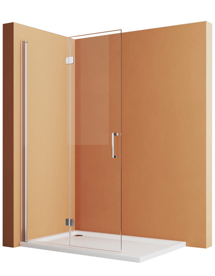 Hopibath Duschwand faltbar Walk In Dusche faltbar, Sicherheitsglas mit NANO, (Duschtrennwand, 66-116cm), Rechts-und Links montierbar von Hopibath