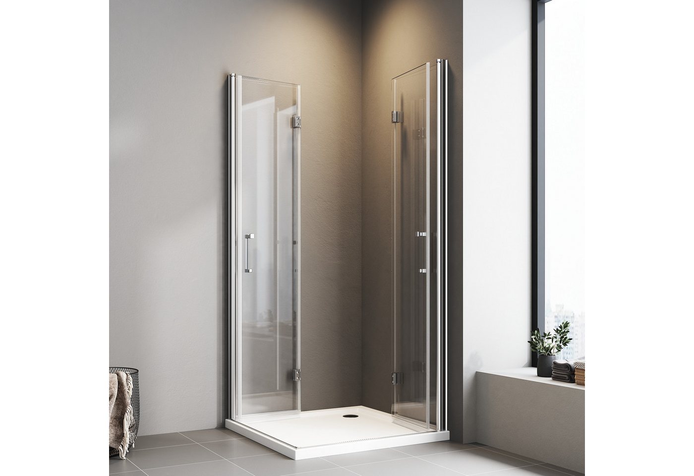 Hopibath Eckdusche 90x90 90x80 Duschkabine Duschkabine faltbar Glas, BxT: 80x90 cm, Sicherheitsglas mit NANO, 180º Doppelt Falttüren, Verstelllbar Aluprofile, Alu-Bodenleiste, Magnetverschluss von Hopibath