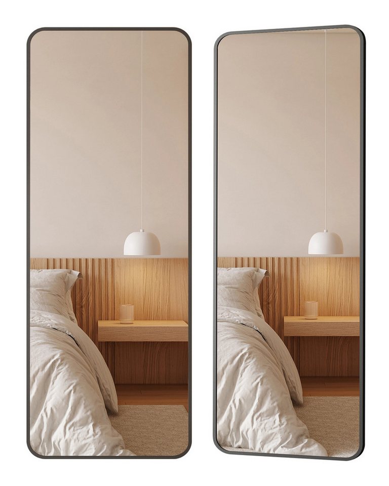 Hopibath Spiegel Schwarz für Garderobe Flur Schlafzimmer Wohnzimmer Hotel (Rechteckig, 40-180cm), 5mm HD Spiegel mit Alurahmen, 4 Installationsmethoden von Hopibath