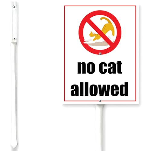 Horienteeon Schild mit Aufschrift "No Cat Allowed", Aufschrift "No Cat Allowed", Warnschild, 15,2 x 11,7 cm, für Bauernhof, Zuhause, Rasen, Gehweg, Dekorationen, Aluminiumschilder und 29,5 cm von Horienteeon