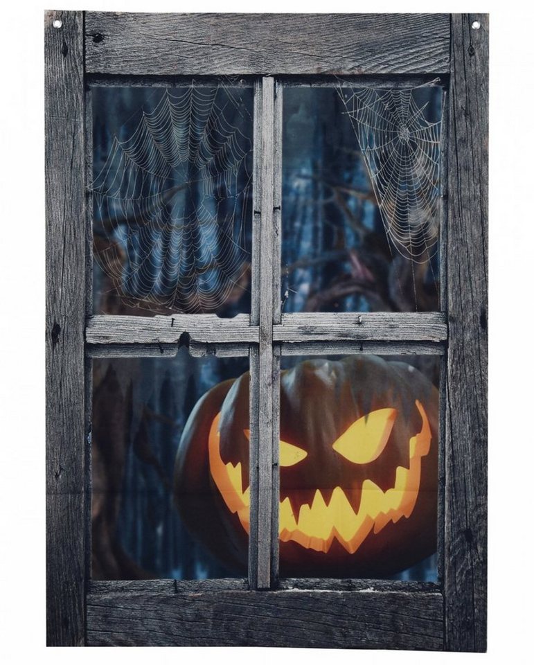 Horror-Shop Dekorationsfolie Fake Halloween Fenster mit Creepy Halloween Kürbis von Horror-Shop