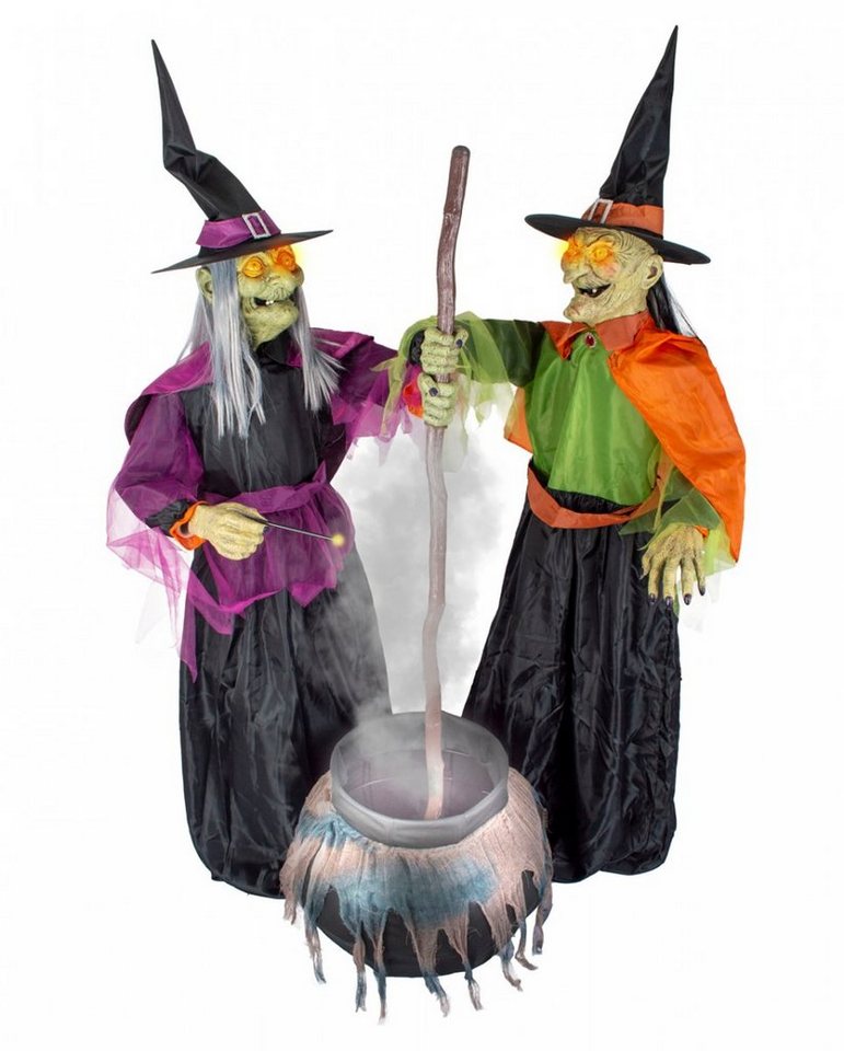 Horror-Shop Dekoobjekt Zwei kochende Hexen mit Hexenkessel 180cm für Hall von Horror-Shop