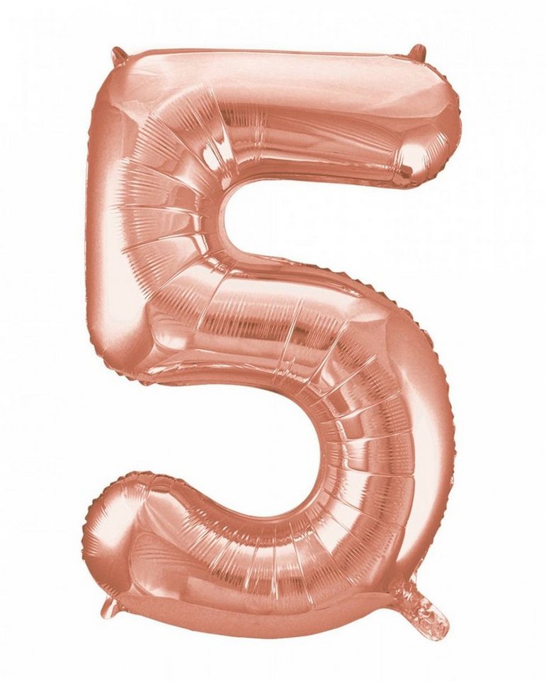 Horror-Shop Folienballon Folienballon Zahl 5 Rose Gold als Geburtstagsdekor von Horror-Shop