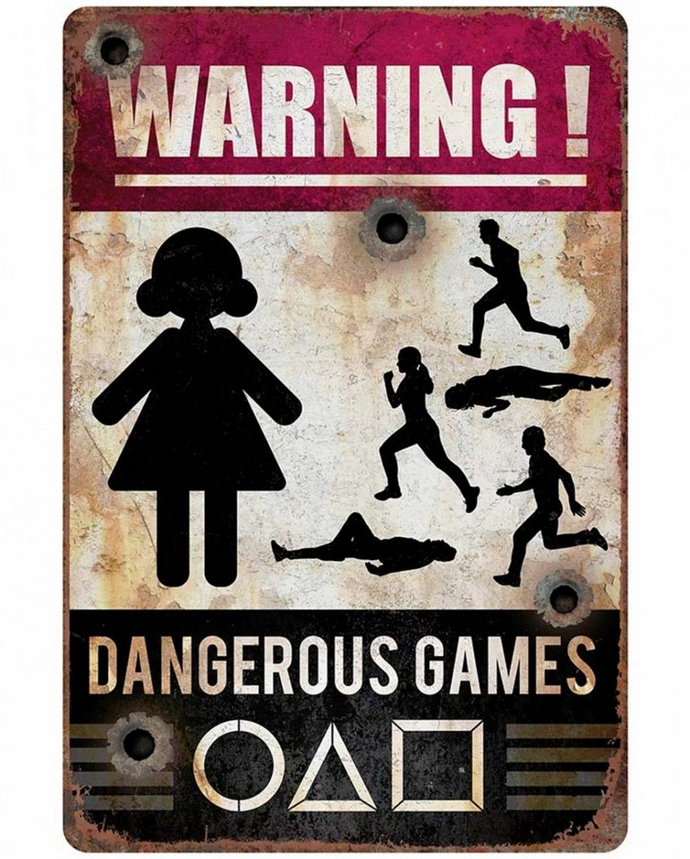 Horror-Shop Hängedekoration Halloween Warnschild Dangerous Games 24x36 cm von Horror-Shop