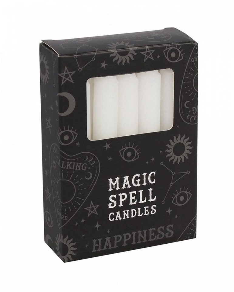 Horror-Shop Kerzenständer Weiße Zauberkerzen zum ",Glücklichsein", von Horror-Shop