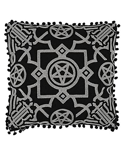Horror-Shop Schwarzer Kissenbezug mit Grauer Pentagramm Stickerei 45x45cm von Horror-Shop