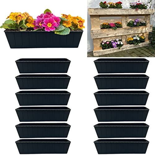 Hossi's Wholesale 12er Blumenkasten Set Balkonkasten Einsatz passend für Europaletten für Blumen, Kräuter und Früchte 12 Stück 37cm von Hossi's Wholesale