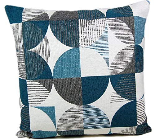 Hossner Kissenhülle 40 cm x 40 cm Meike Petrol Kreise Streifen Kissenbezug Sofakissen Cushion Case (40 x 40 cm) von Hossner Heimtex GmbH