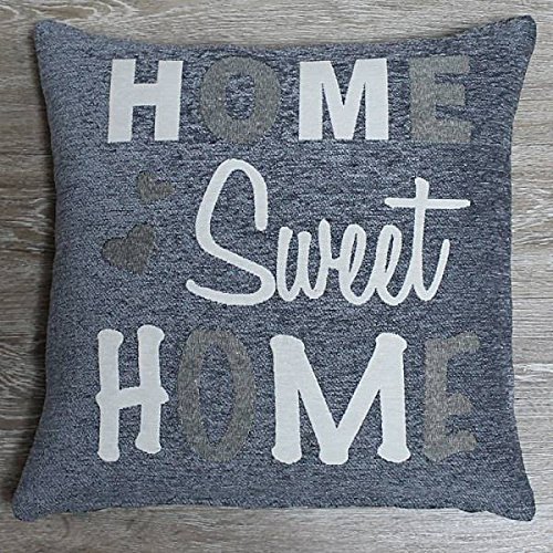 Hossner Kissenhülle, Kissenbezug Home Sweet Home Grau weiß 45x45cm von Hossner