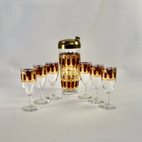 Mcm Culver Cocktail-Set, Cranberry-Rolle, Martini-Shaker Und Gläser von HotAnnsCloset