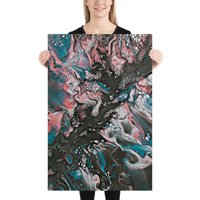 Abstrakter Kunstdruck, Schwarz Und Blau, Premium Mattes Vertikales Poster, Wohnkultur, Büro, Wohnzimmer, 18x24, 24x36 von HotPrinty