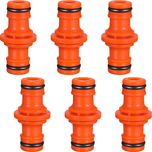 Hotop 6 Packung Doppel Stecker Schlauchverbinder Extender für Gartenschlauch Rohr Verbinden (Orange) von Hotop