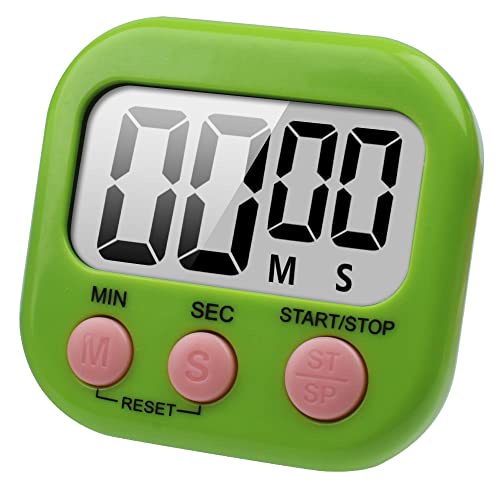 Großer Bildschirm Digitaler Küchentimer Magnetisch Stoppuhr Timer mit Uhr, Timer für Backen, Küche, Studium, Trainingstraining, Count-Up- und Countdown-Uhr(Grün) von Houdian