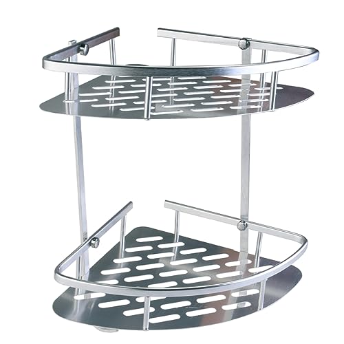 Housoutil Badezimmer-aufbewahrungsregal 2-stufiges Eckregal Duschregal Silberfarben Zur Wandmontage Ordentlicher Eck-Organizer Housoutil Badezimmer-aufbewahrungsregal 2-stufiges Eckregal Duschregal Silberfarben Zur Wandmontage Ordentlicher Eck-Organizer von Housoutil