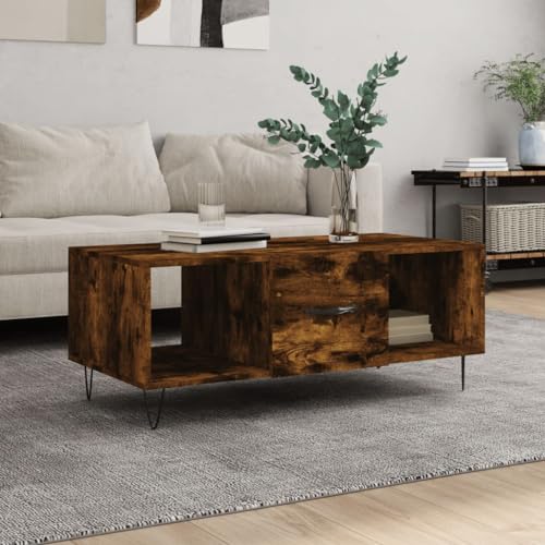 Hovothy Couchtisch 102x50x40 cm Wohnzimmertisch Kaffeetisch Beistelltisch Sofatisch Modernes Design Coffee Table für Wohnzimmer, Büro Räuchereiche von Hovothy