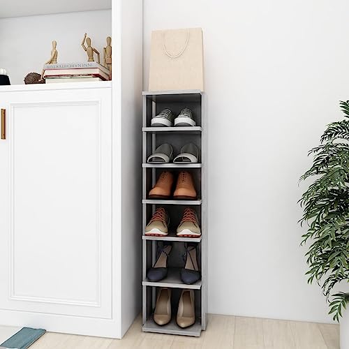 Hovothy Schuhschrank 27,5x27x102cm Betongrau Holzwerkstoff Flurschrank schmal Aufbewahrungsregal Regal Schuhschränke Getränkekistenregal Kleiderschrank Ordnungssystem von Hovothy