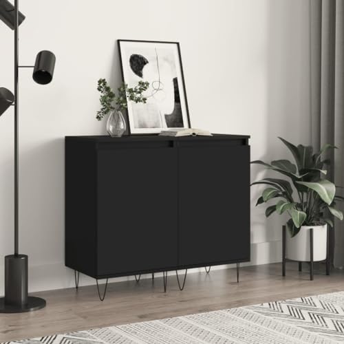 Hovothy Sideboard 40x35x70 cm 2 STK. Kommode Highboard Buffets Beistellschrank Standschrank Bücherregal Hochschrank Küchenschrank für Wohnzimmer Schlafzimmer Küche Flur Esszimmer Schwarz von Hovothy