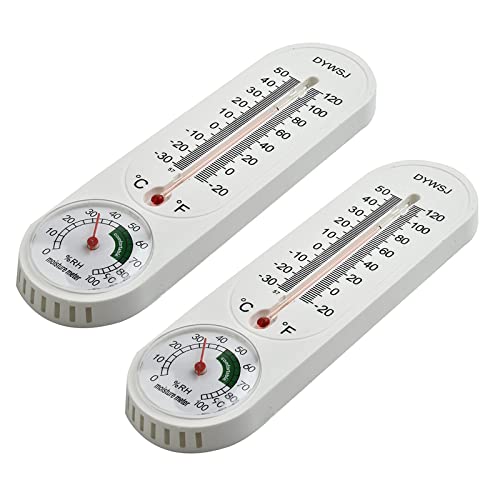 HpLive 2 Stück Thermometer Analoges Innenthermometer Hygrometer Luftfeuchtigkeitsmesser mit Fahrenheit/Celsius (℉/℃) für Innen Außen und Garten analog Gartenthermometer von HpLive